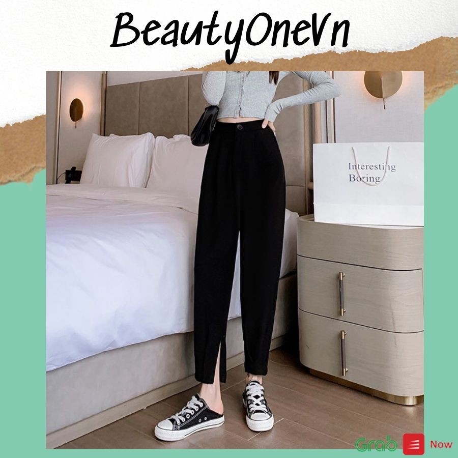 Quần baggy nữ bo gấu khoá kéo siêu tiện