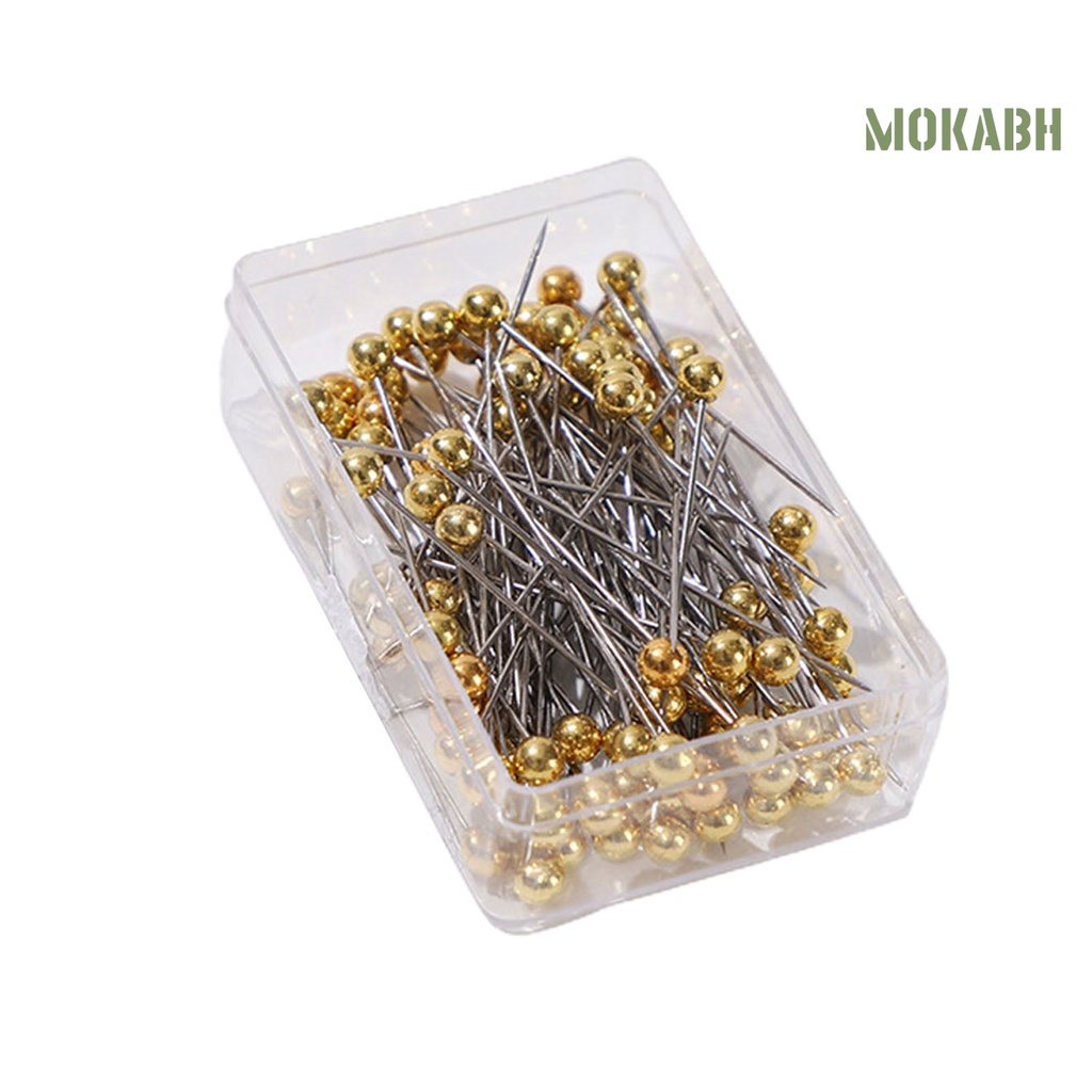 Hộp 100 Ghim Kim Khâu Hình Tròn Nhiều Màu Sắc Kèm Hộp Đựng Tiện Lợi