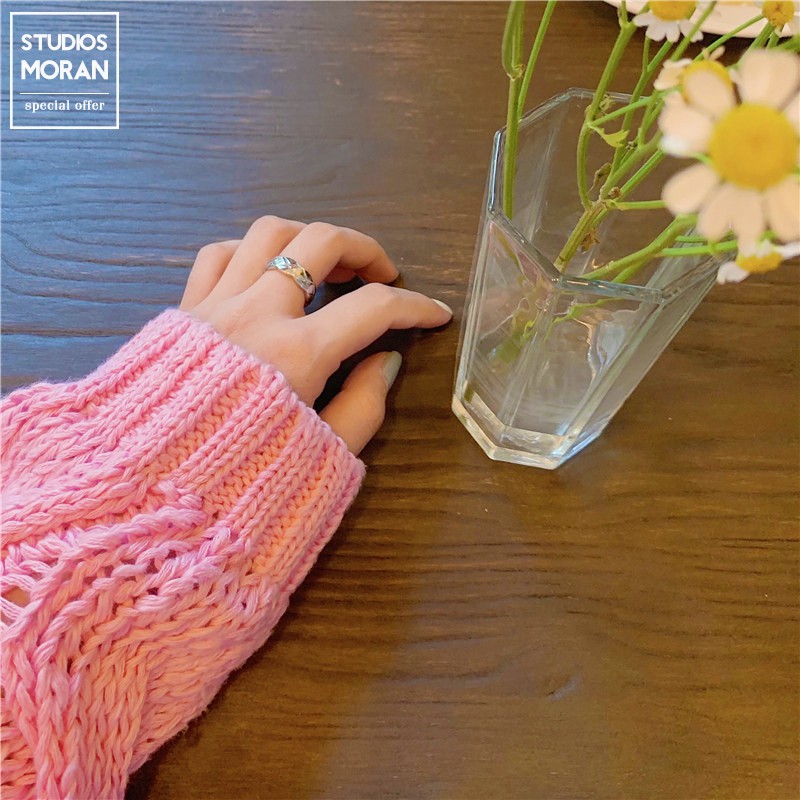 KÈM ẢNH THẬT- (ORDER) Áo len đan vặn thừng MORAN form thụng màu hồng ngọt ngào mùa đông Hàn Quốc - Có ảnh thật