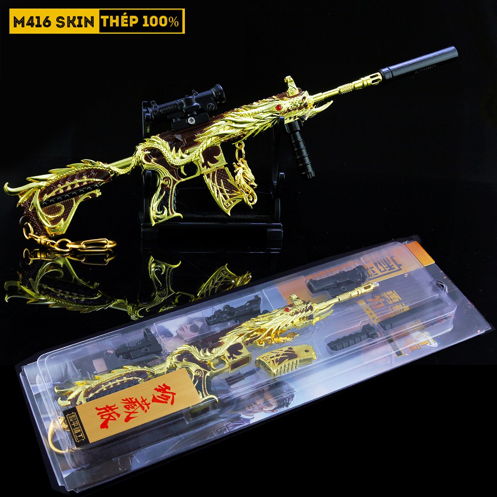 Mô Hình PUBG M416 Skin Ultimate Dragon Tặng Kèm 3 Scope Và Kệ Trưng Bày 19cm