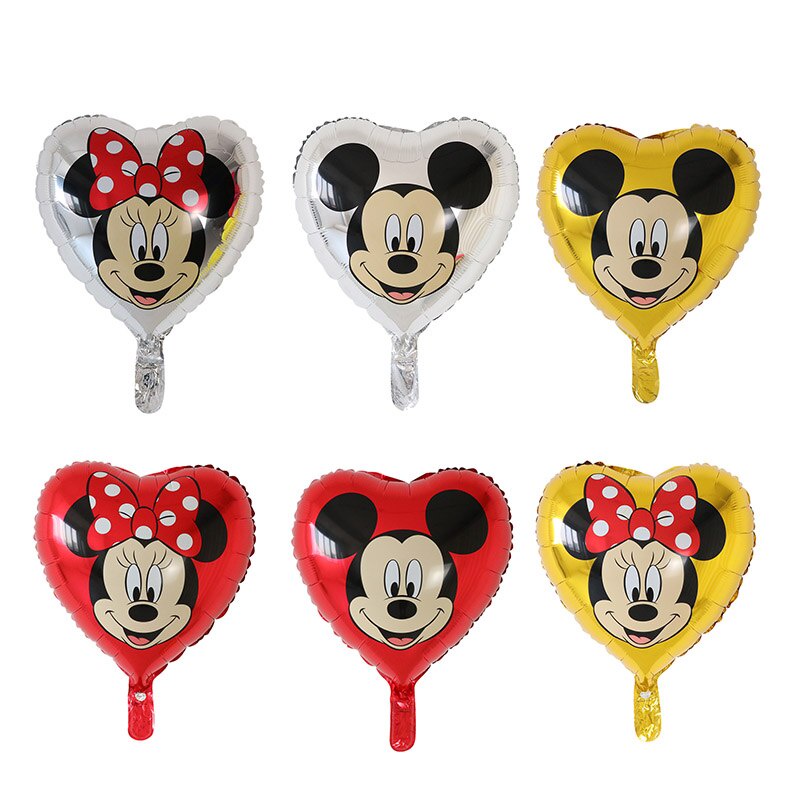 Giảm Giá 1 Bong Bóng Lá Nhôm helium Hình Trái Tim Hoạt Hình mickey minnie Trang Trí Tiệc Sinh Nhật Cho Bé Kích Thước 18inch