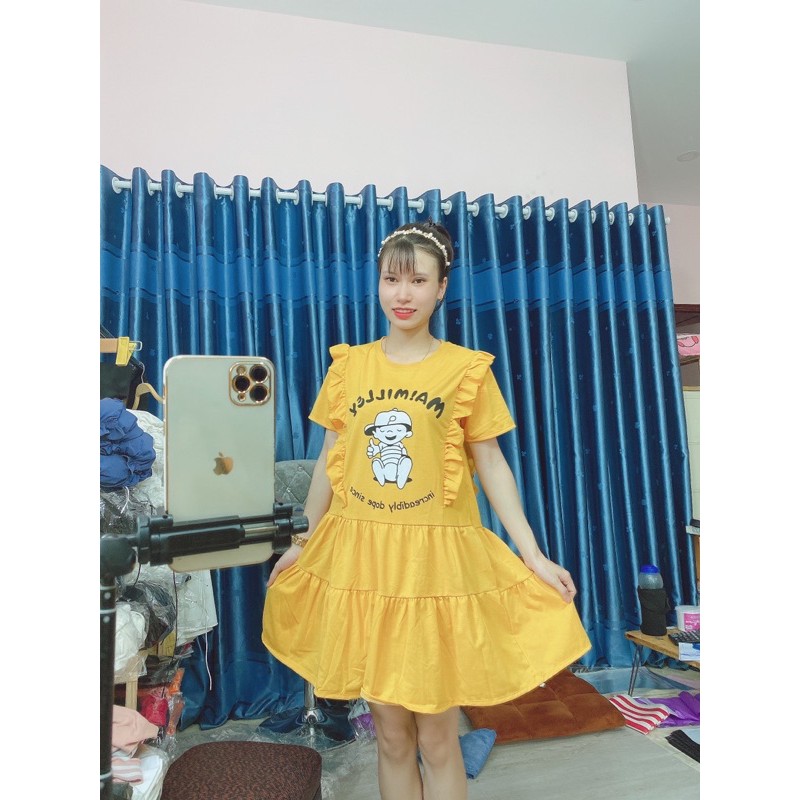 váy baby doll hoạ tiết em bé