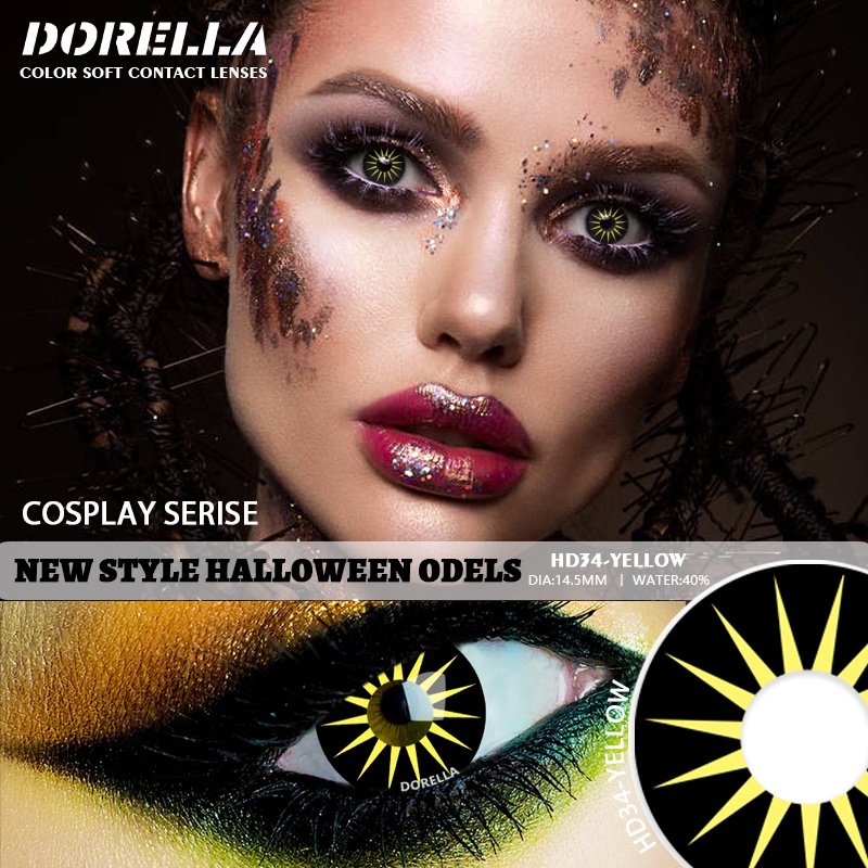 D'ORELLA 1 Cặp  Ống kính màu Mắt Ống kính cosplay mới Dòng COSPLAY Halloween Phóng đại và phóng to mắt Màu Liên hệ Mắt Người đẹp Yêu tinh Mirage Ống kính màu Mắt Mỹ phẩm