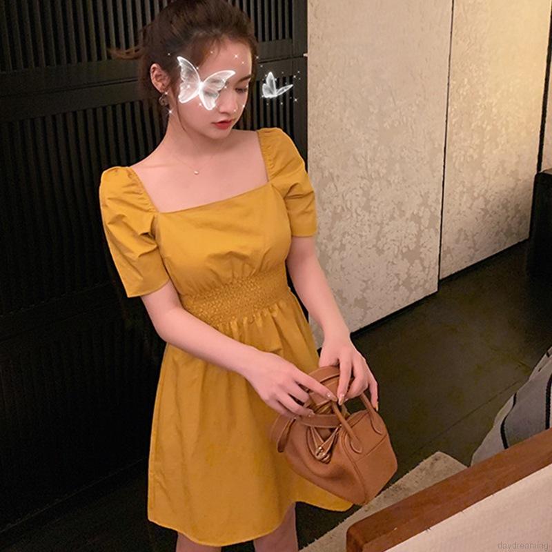 Đầm Ngắn Tay Cổ Vuông Thiết Kế Đơn Giản Thời Trang Dành Cho Nữ | BigBuy360 - bigbuy360.vn