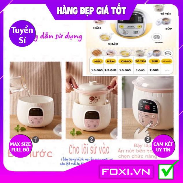 Nồi nấu cháo chậm dung tích 0.8 lít kèm lồng hấp-Nồi ninh hầm đa năng nấu cách thủy giúp giữ cho hương vị luôn tươi ngon