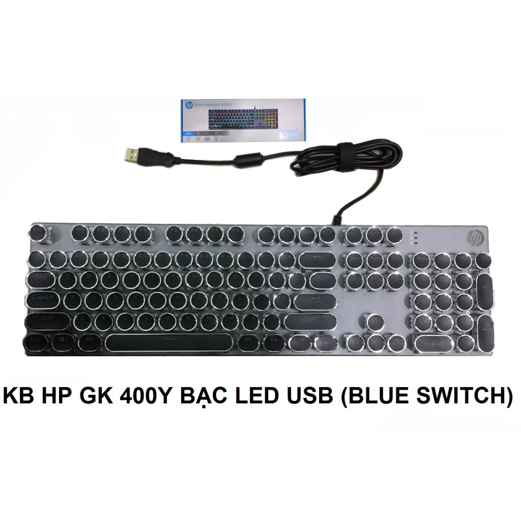 BÀN PHÍM HP GK 400Y BẠC LED ĐEN,TRẮNG USB BLUE SWITCH