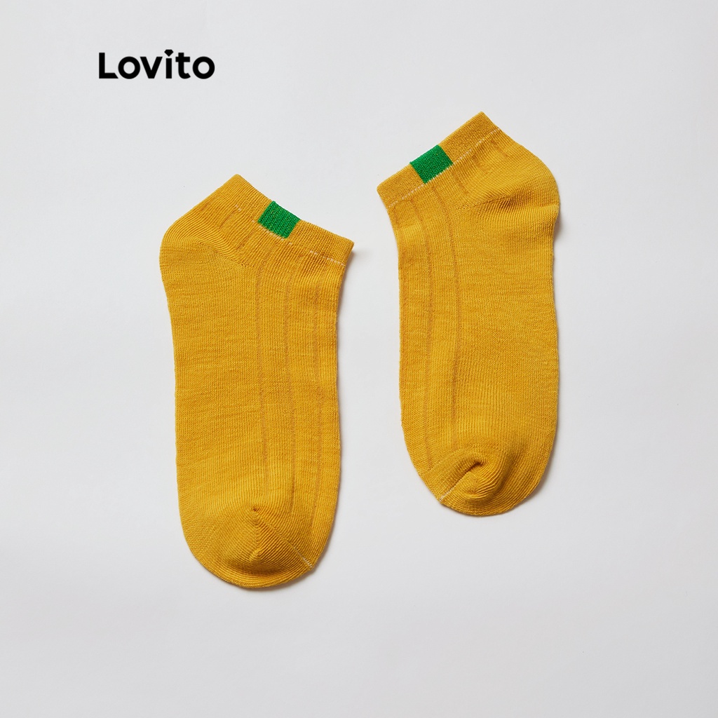 Lovito Vớ nữ khối màu thông thường L34LD046 (Gừng / Xanh nhạt / Xám / Trắng nhạt / Hồng / Đen)