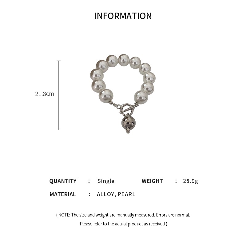 DREJEW Vòng đeo tay đính hạt ngọc trai giả hình chữ T phong cách Pháp cổ điển độc đáo