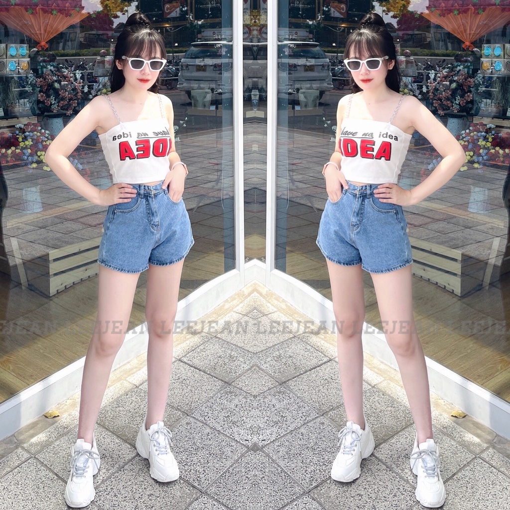 Quần Đùi Jean Nữ Trơn Lưng Cao Không Giãn LEE10, 4 Màu Hình Tự Chụp Kèm Video | BigBuy360 - bigbuy360.vn