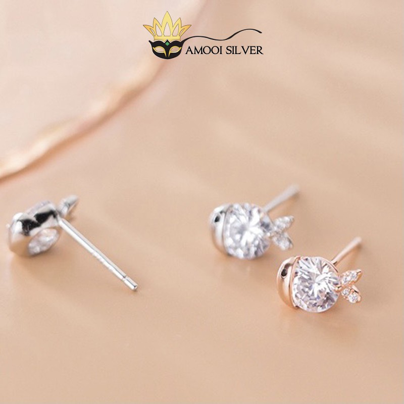 Bông tai bạc S925 con cá đá CZ - Amooi Silver AB151
