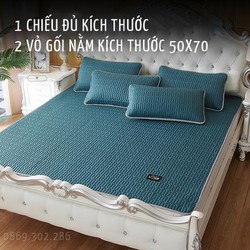 CHIẾU ĐIỀU HÒA CAO SU NON 3 LỚP ĐỆM VẢI TENCEL KÈM 2 VỎ GỐI CHẤT LƯỢNG CAO [SIÊU THỊ GIẤY TRÚC]