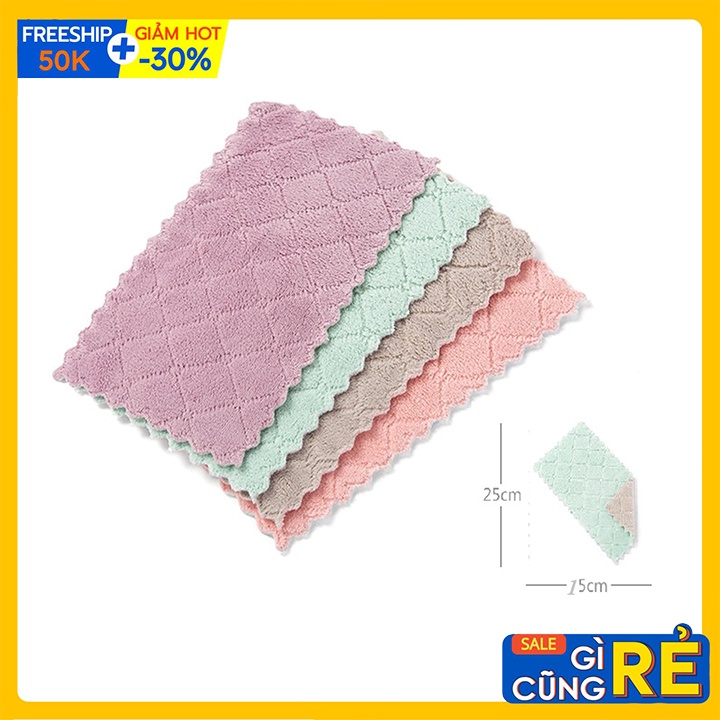 Khăn lau đa năng nhà bếp cao cấp 2 mặt siêu thấm nước siêu mềm mại 15x25cm