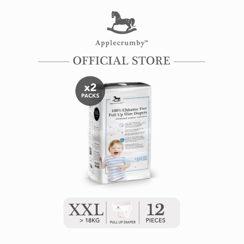 Tã/bỉm dán/quần Applecrumby Super Slim siêu mỏng đủ size M15/L14/XL13/XXL12 miếng