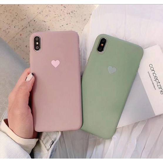 Ốp điện thoại silicon màu trơn họa tiết trái tim nhỏ xinh xắn cho iPhone 6 6s plus 7 8 plus X XS XR | BigBuy360 - bigbuy360.vn