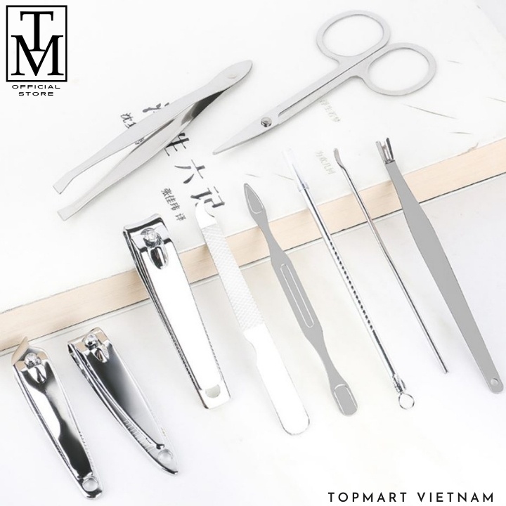 Bộ Bấm Móng Tay 10 Món Thép Không Gỉ - Bộ Cắt Móng Tay Làm Nail Cao Cấp