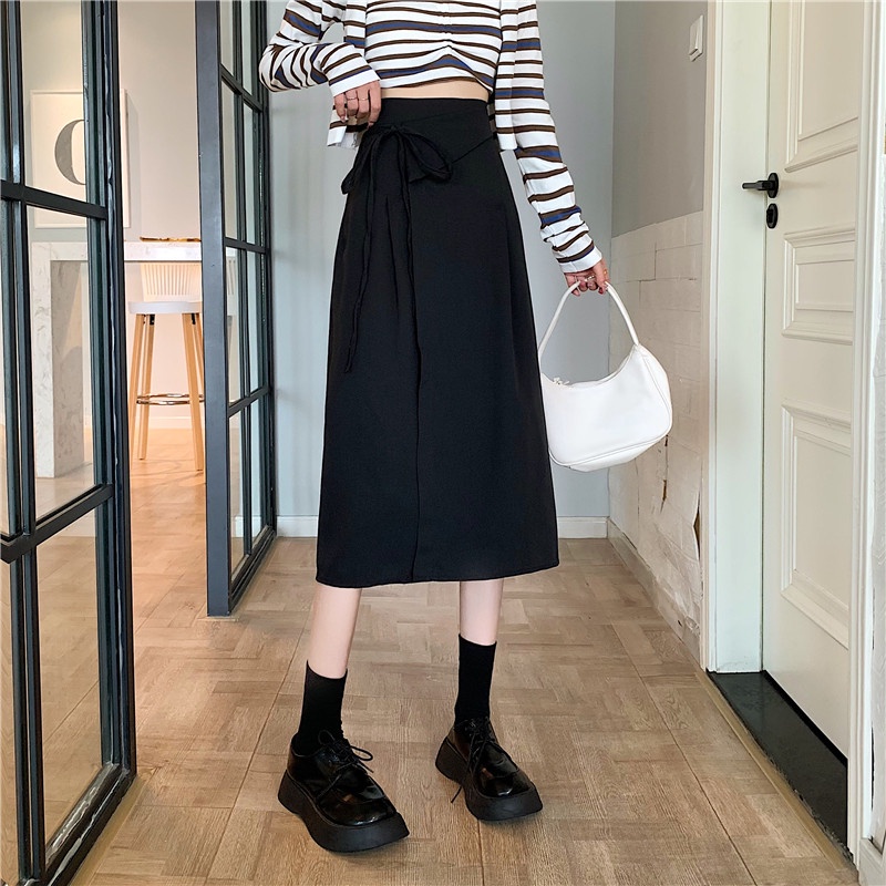 SUXI Chân Váy Midi Lưng Cao Kiểu Vintage Đơn Giản Thời Trang Xuân Hè Cho Nữ