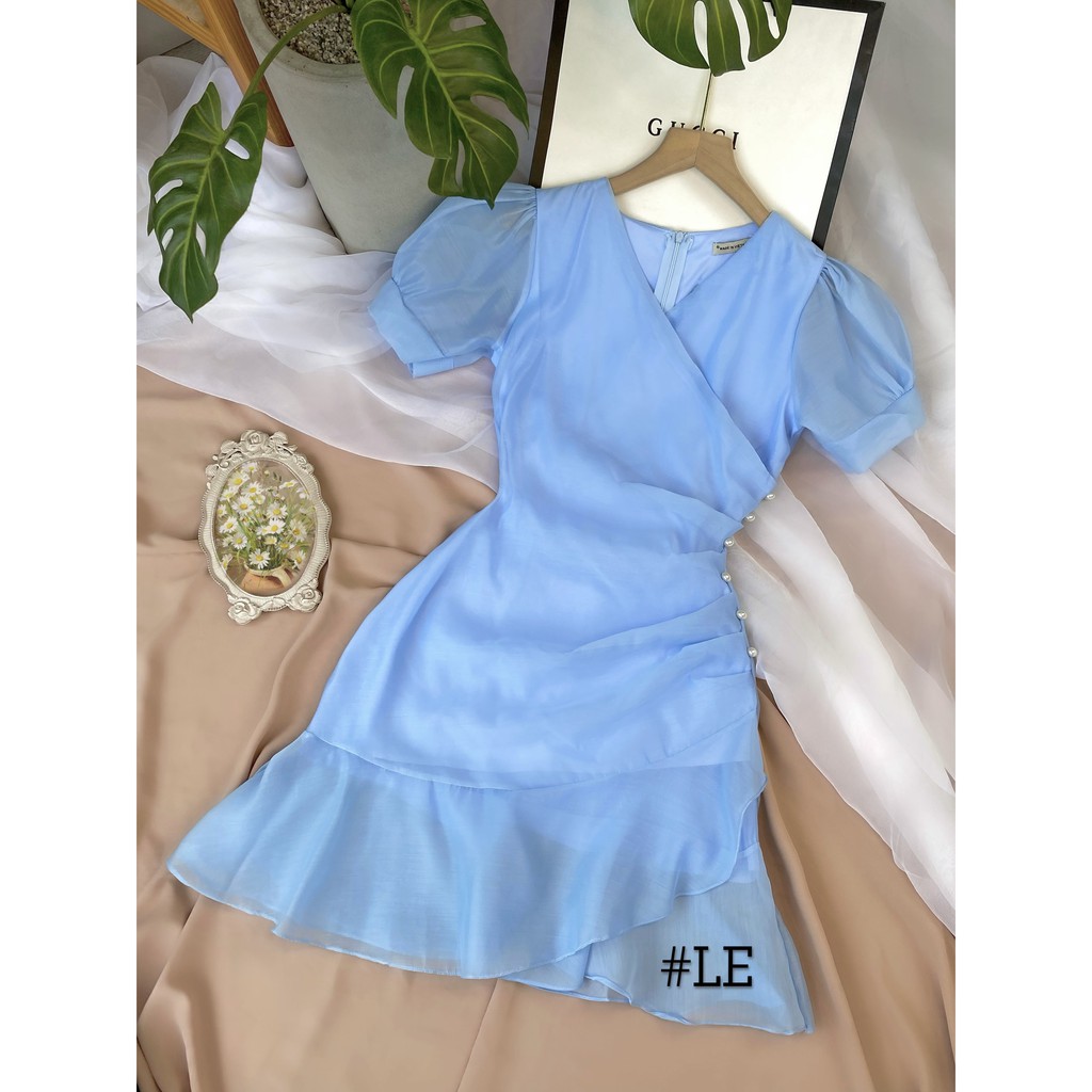 Đầm Cổ V Tiểu thư chữ A xòe nhẹ, Đuôi cá, trắng, xanh, kết Trai, Tơ, đi làm, đi chơi, đi tiệc | BigBuy360 - bigbuy360.vn