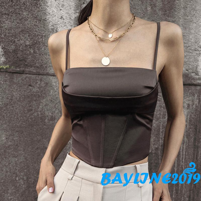 Áo Tank Top Hai Dây Cổ Vuông Viền Độc Đáo Phong Cách Đường Phố Cho Nữ