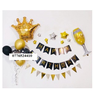 Set bóng trang trí sinh nhật đơn giản tại nhà y hình tặng kèm bơm keo