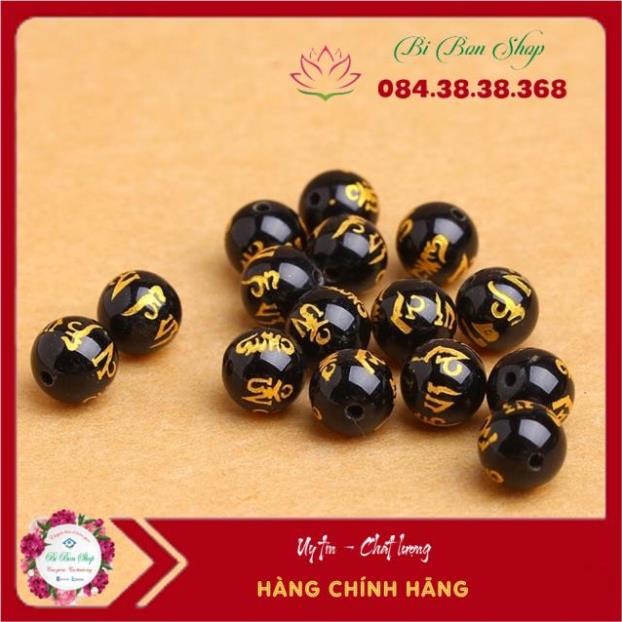 Hạt màu đen khắc chú làm handmade DIY - MH509