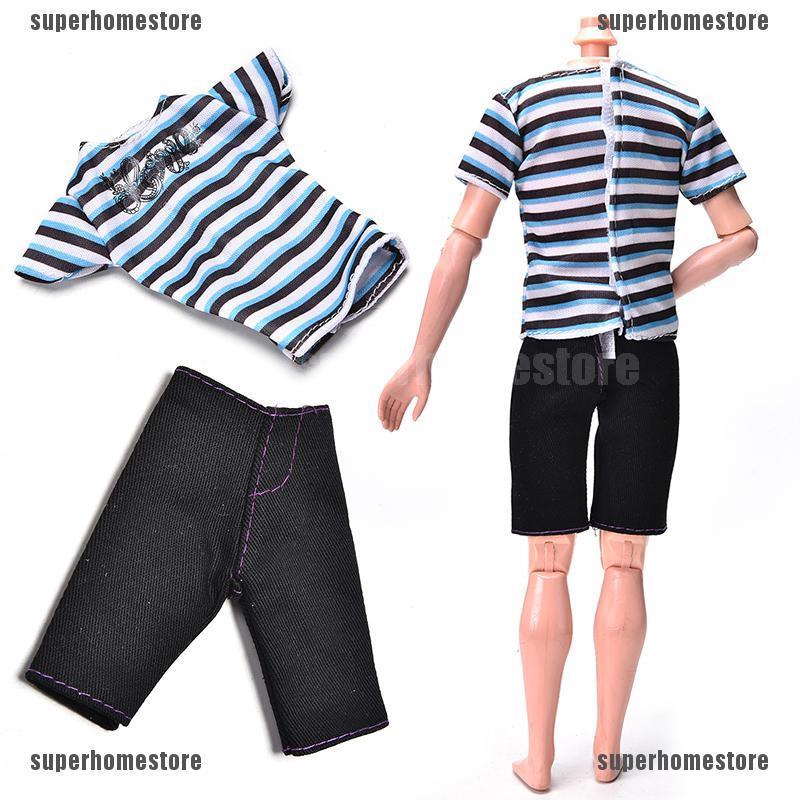 Set Áo Sọc Ngang + Quần Short Thời Trang Cho Búp Bê Ken