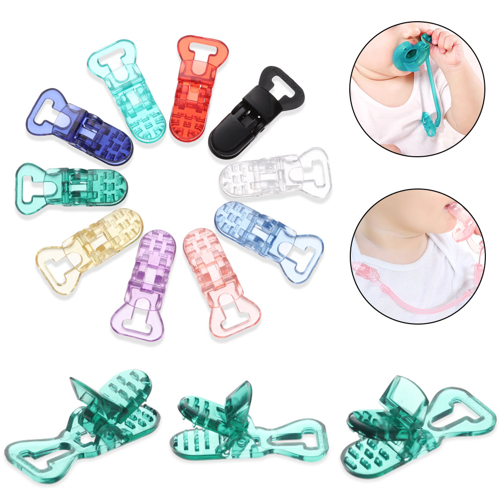 Set 10 Dây Kẹp Núm Vú Giả 10 Màu Bằng Nhựa Trong Suốt 10mm