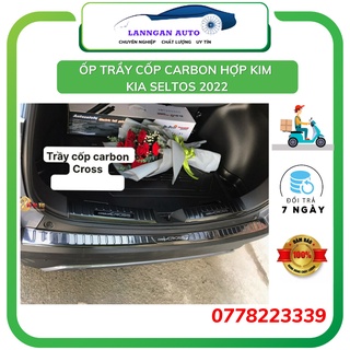 Ốp trầy cốp trong, ngoài Kia Seltos 2020 -2022  mẫu Carbon cao cấp ( tặng keo trợ dính)