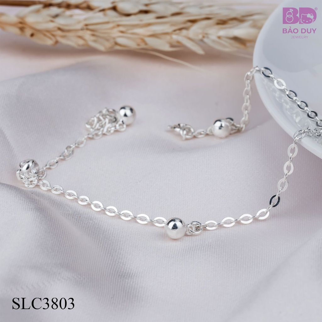 Lắc chân bạc nữ charm bi châu Bảo Duy Jewelry - SLC3803