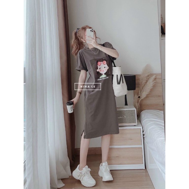 (MẪU MỚI) ĐẦM SUÔNG COTTON HÌNH CÔ BÉ DỄ THƯƠNG ĐÁNG YÊU PU HHP FASHION