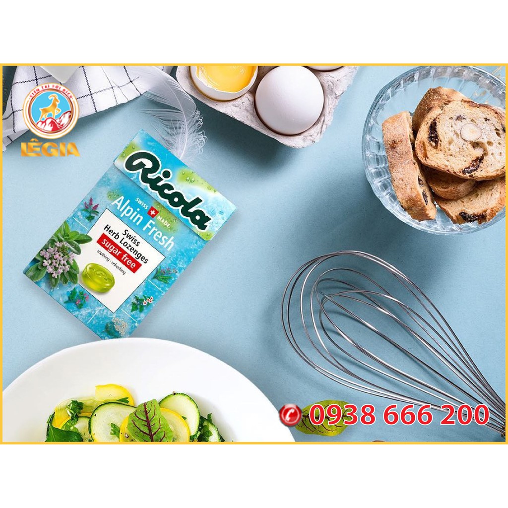 KẸO THẢO MỘC KHÔNG ĐƯỜNG ALPIN FRESH RICOLA 40G - RICOLA SUGAR FREE ALPIN FRESH