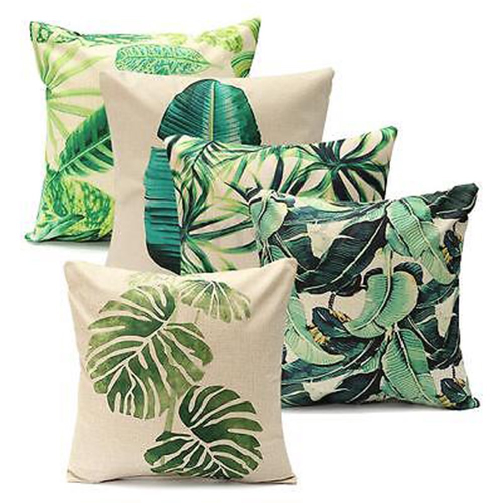 Gối tựa ghế sofa trang trí hình lá xanh kích thước 18inch