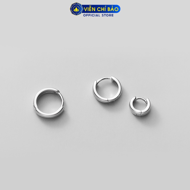 Bông tai bạc nữ tròn trơn chất liệu bạc 925 thời trang phụ kiện trang sức nữ thương hiệu Viễn Chí Bảo B400573