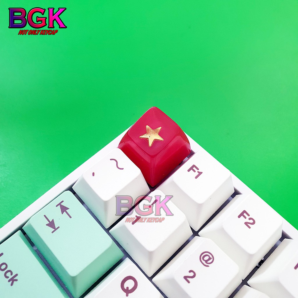 Keycap Lẻ Hình Sao Vàng Cờ Việt Nam SA profile ( keycap resin độc lạ )( Keycap Artisan )