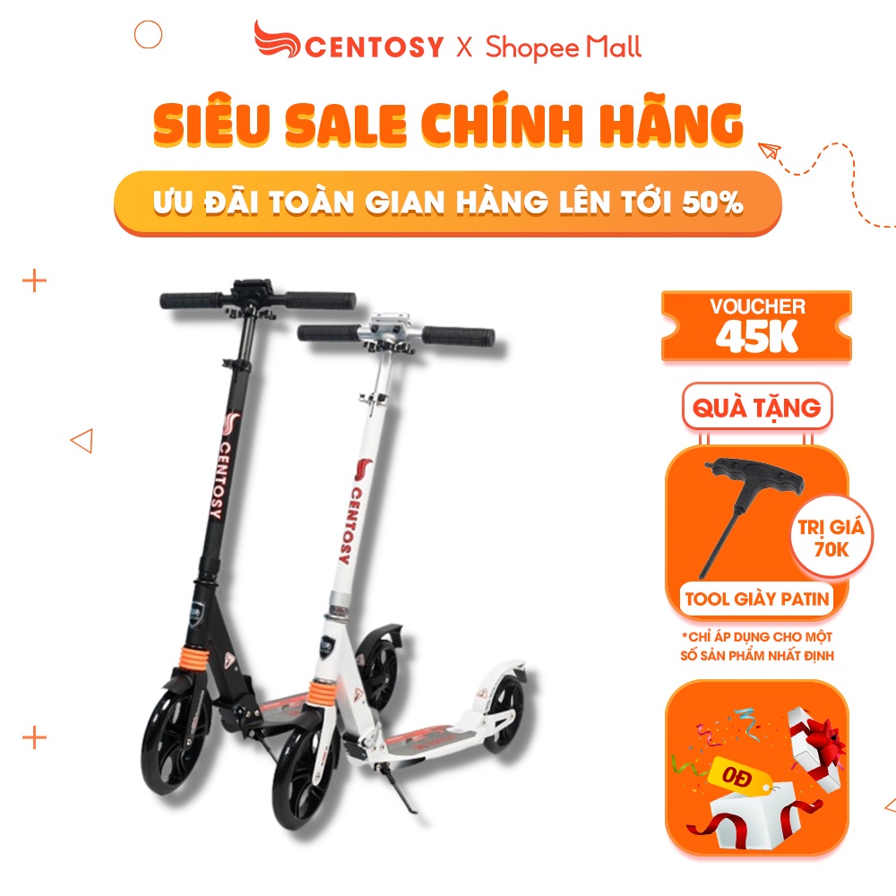 Xe Trượt Scooter Dành Cho Người Lớn Centosy A5Y Gấp Gọn, Bánh Xe To Linh Hoạt
