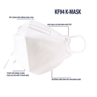 Khẩu trang kf94 4D bịch 10c. khẩu trang kháng khuẩn chống bụi bẩn. khẩu trang kf94