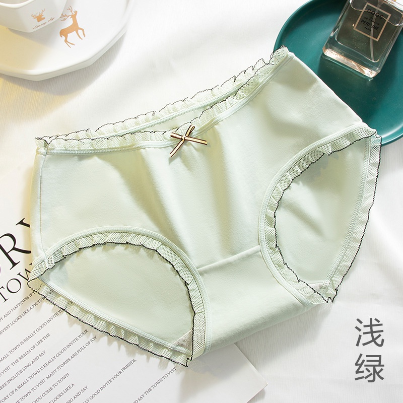 Quần Lót nữ Cotton Nguyên Chất Không Đường May Phối Ren Đính Nơ Nâng Hông Hông Không Đường May Kháng Khuẩn Thoải Mái Phong Cách Nhật Bản Quyến Rũ Cho Nữ