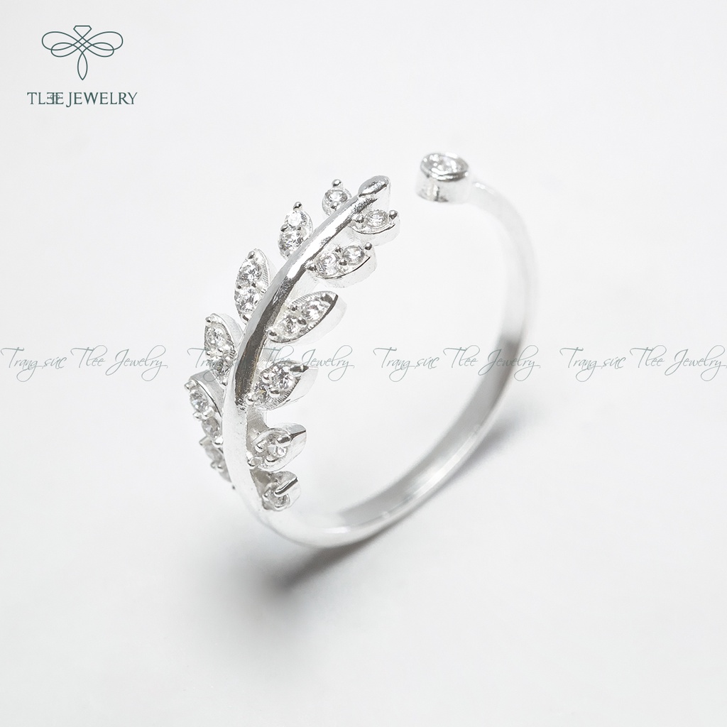 Nhẫn bạc nữ TLEE lá oliu nạm đá sang trọng NCJ A0155
