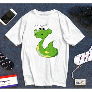 Áo thun Cotton Unisex - 12 Con Giáp - Tuổi Tỵ - Rắn xanh mắt tròn dễ thương