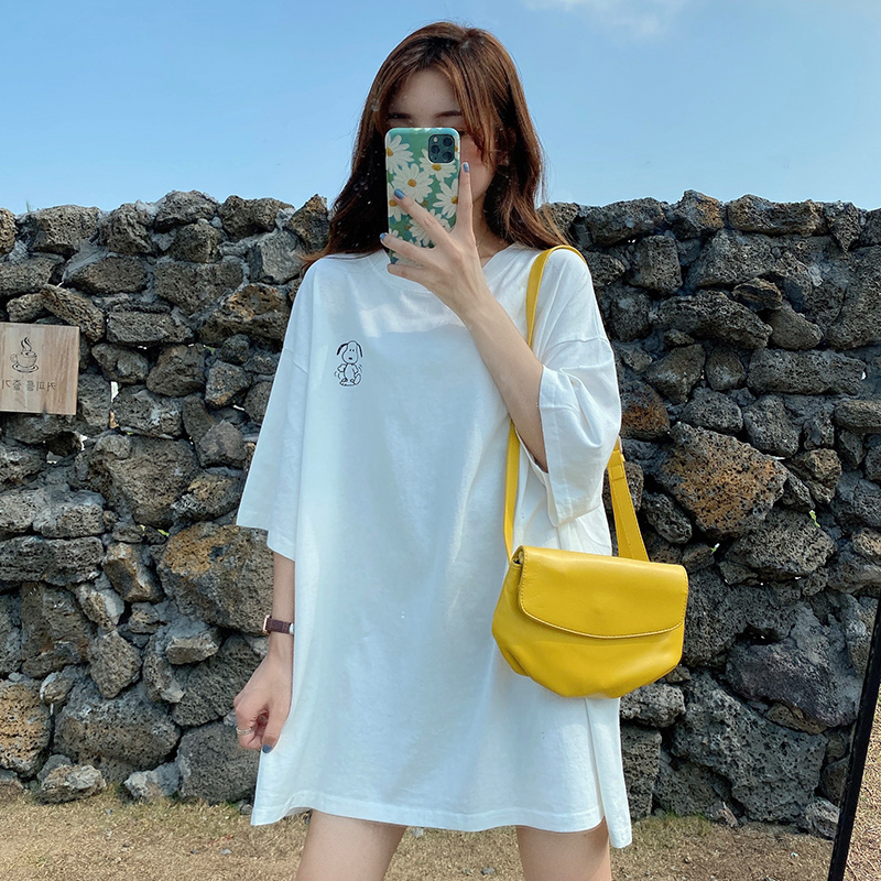 SUXI Áo Thun Thiết Kế Tay Ngắn Kích Thước Oversize 4 Màu Tùy Chọn