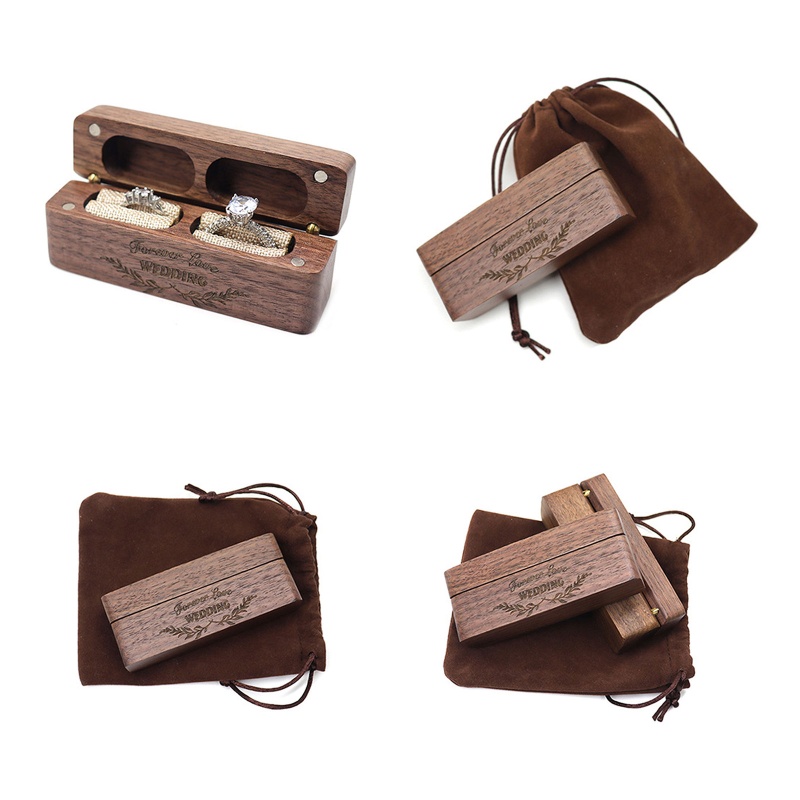 Flgo Hộp Đựng Nhẫn Cưới Hình Chữ Nhật Đính Đá Quý Sang Trọng