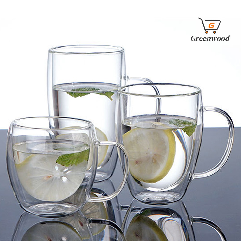 250/350/450ml Handle Double Layers Glass Cup Heat Insulation Tea Milk Clear Mug