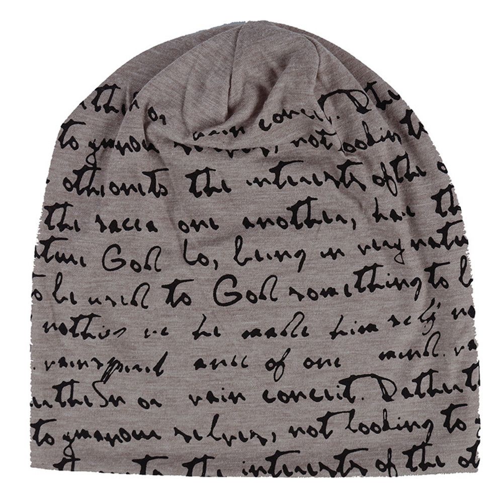 Nón trùm đầu mùa đông bằng cotton dệt kim in chữ phong cách hip hop cho nam và nữ