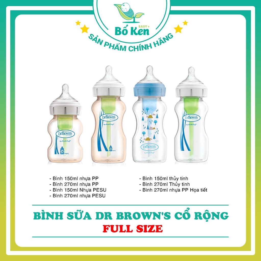 Shop Bố Ken Bình Sữa Dr Brown's 𝐂𝐨̂̉ 𝐑𝐨̣̂𝐧𝐠 Option Plus 150ml/270ml