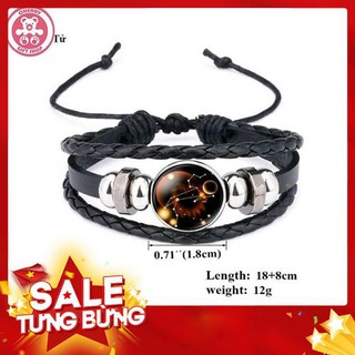 Vòng Đeo Tay Bằng Da Có Biểu Tượng 12 Cung Hoàng Đạo Sư Tử - Qùa lưu niệm
