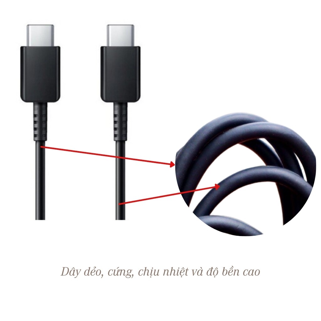 Cáp sạc nhanh Type C Samsung chính hãng_ Type C to Type C_ Cáp 2 đầu Type C real 1m
