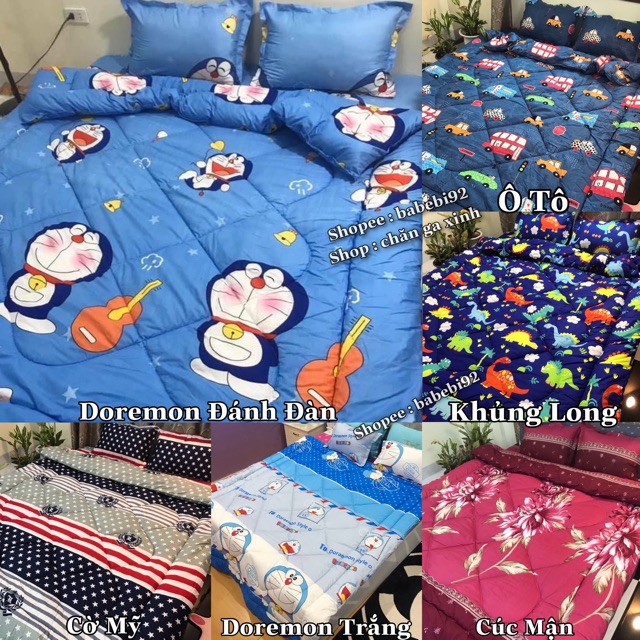 [Mã LIFE50KALL giảm 10% đơn 200K] Trọn bộ 5 món ga gối chăn phao poly cotton có ruột bông dày loại 1 ( nhắn chọn mẫu ) | BigBuy360 - bigbuy360.vn