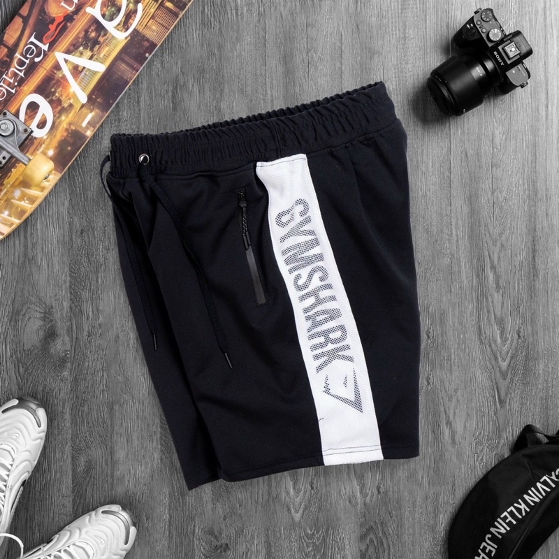 Quần Short Gym Shark Mới Phối Lưới Bên Hông, Quần Thể Thao Nam Chạy Bộ