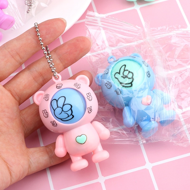 Móc khóa phi hành gia oẳn tù tì kéo búa bao có nút xoay ngẫu nhiên dễ thương Viễn Dương Computer