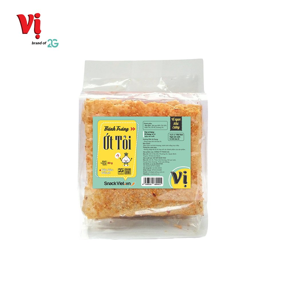 (Combo) 2 Bánh Tráng Tỏi Ớt Vị - Túi Mini 80g