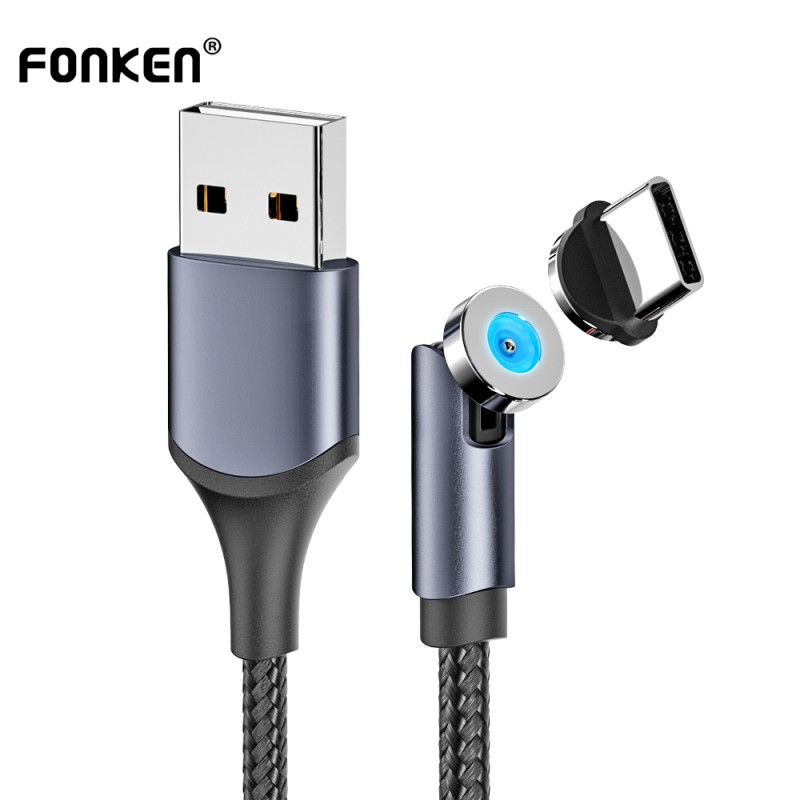 Cáp Sạc FONKEN FY101 2.4A Đầu Micro USB Type C Xoay 180 Độ Dài 1/2m
